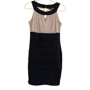 Enfocus Studio Sleeveless Bodycon Fitted Cocktail Dress Women’s 8 Metalic Black